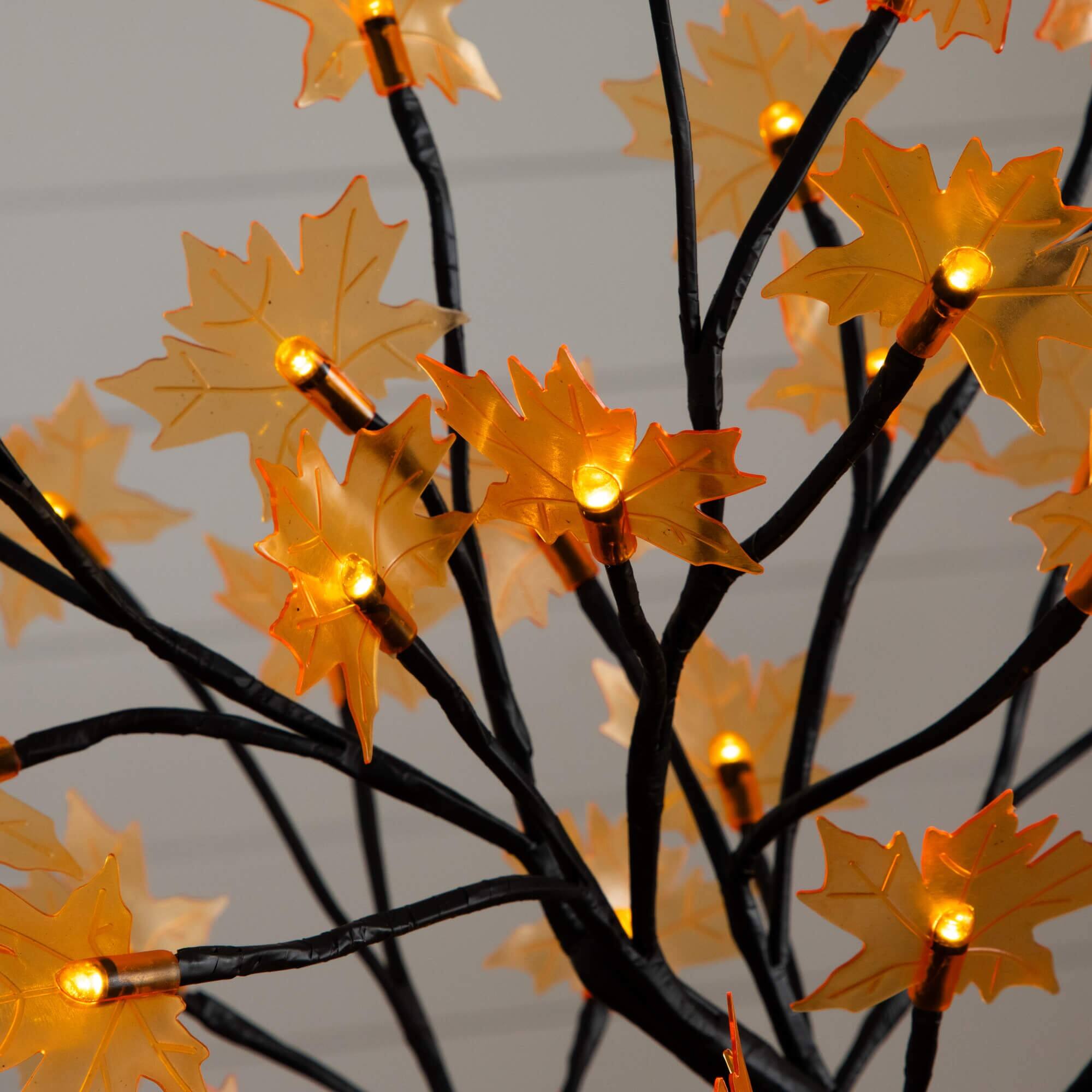 18in. Pre-Lit Autumn Artificial Maple Fall Tree with 48 Warm White LED Maple Shaped Lights